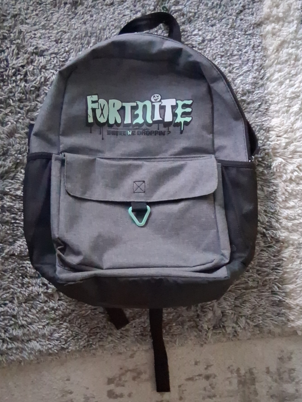 Gray & Black Men's Backpack with Mint Accents